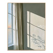 Sunlit Green Wall and Sheer Curtain Painting. Angled sunlight across the wall.