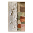 Tall Ivory and Earth Tone Block Painting. Rough pale surface beside a narrow color column.