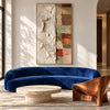 Tall Ivory and Earth Tone Block Painting shown in a living room with a sofa.