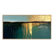 Teal Horizon with Gold Tone Reflections Painting. Gold-colored patches and reflections.