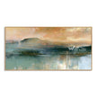 Teal Mountain Lake beneath a Peach Sky. Peach and cream sky.