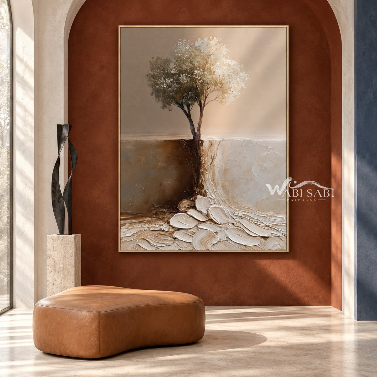 Tree at the Pale Divide Canvas shown in a seating area.