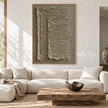 Turning Lines in Taupe Canvas shown above a sofa.