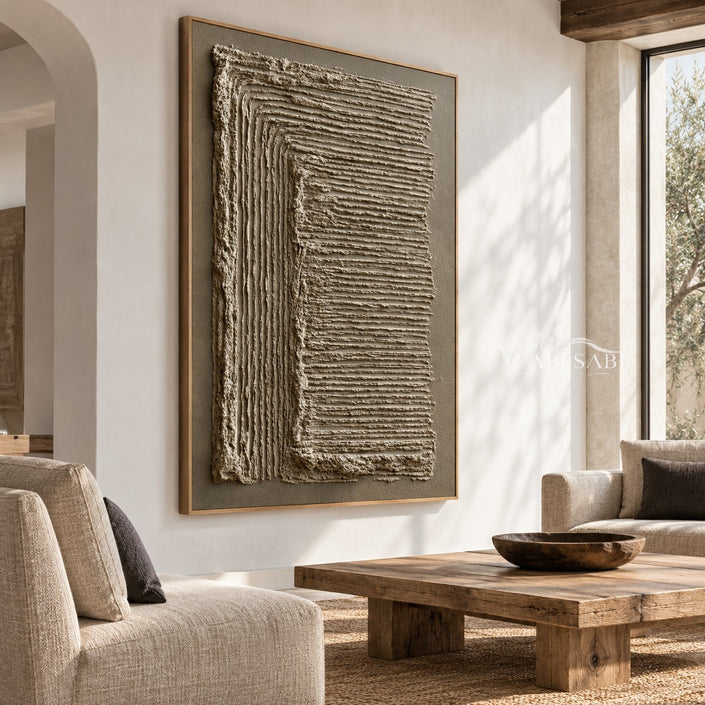 Turning Lines in Taupe Canvas shown in a seating area.