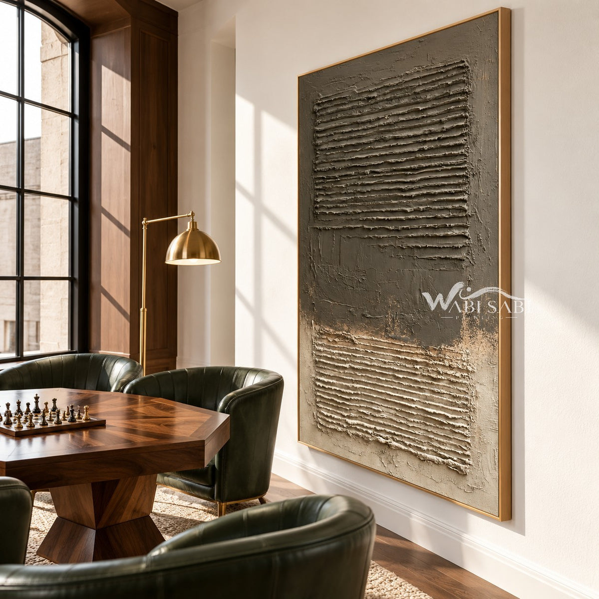 Two Fields in Earth Tones shown in a seating area.