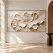 Unfolding Cream Blossom Painting shown in an open interior.