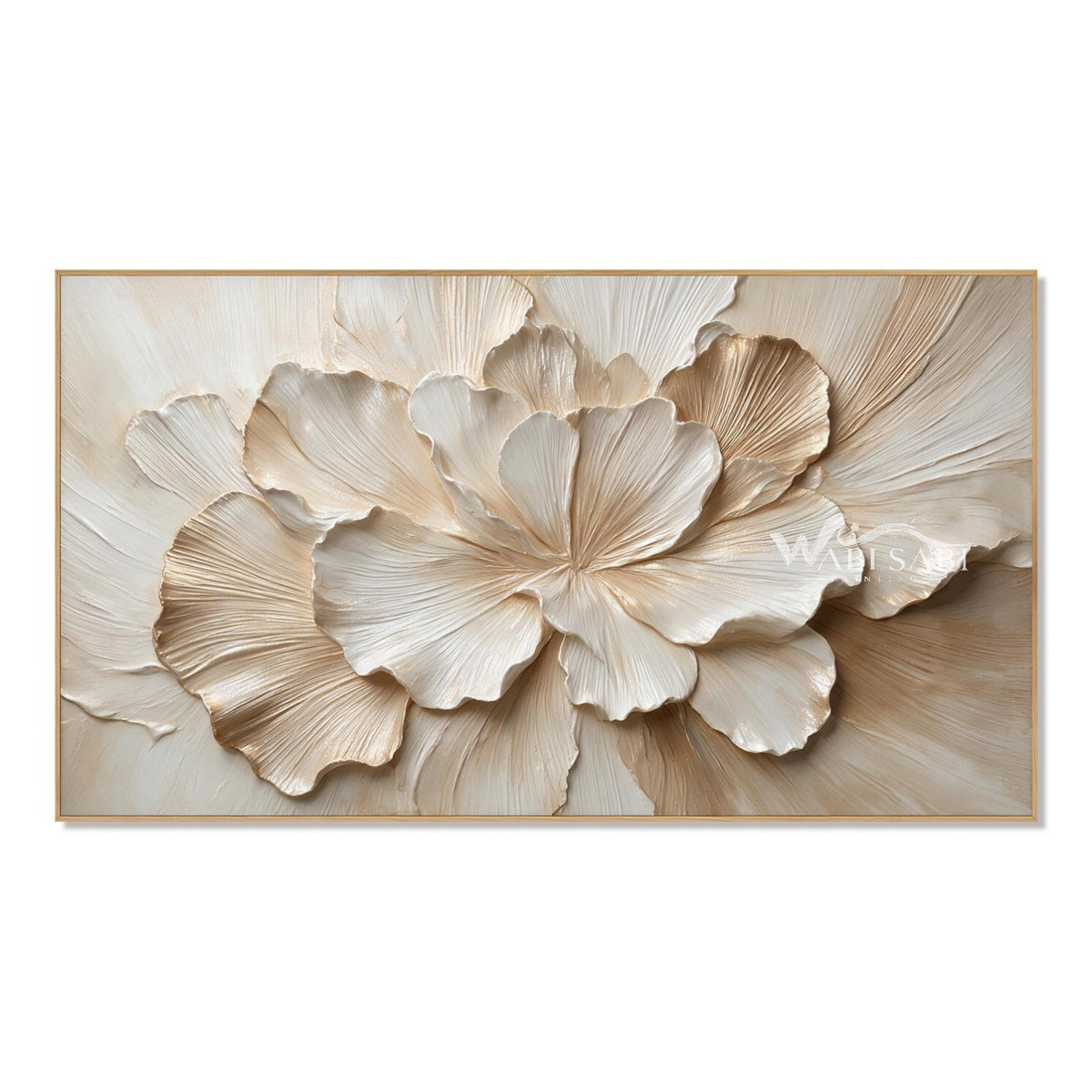Unfolding Cream Blossom Painting on a white background.
