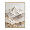 Vertical mountain landscape in ivory, beige, gray. Overlapping pale slopes.