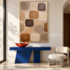 Warm Neutral Rounded Blocks Painting shown above a console.