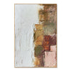 White and Muted Patchwork Abstract Painting. Stepped central boundary.