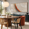 White and Rust Concentric Arc Wall Art shown in a dining area.