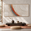 White and Rust Concentric Arc Wall Art shown in a seating area.