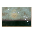 White Birds over Deep Green Wall Art. Muted green upper field.