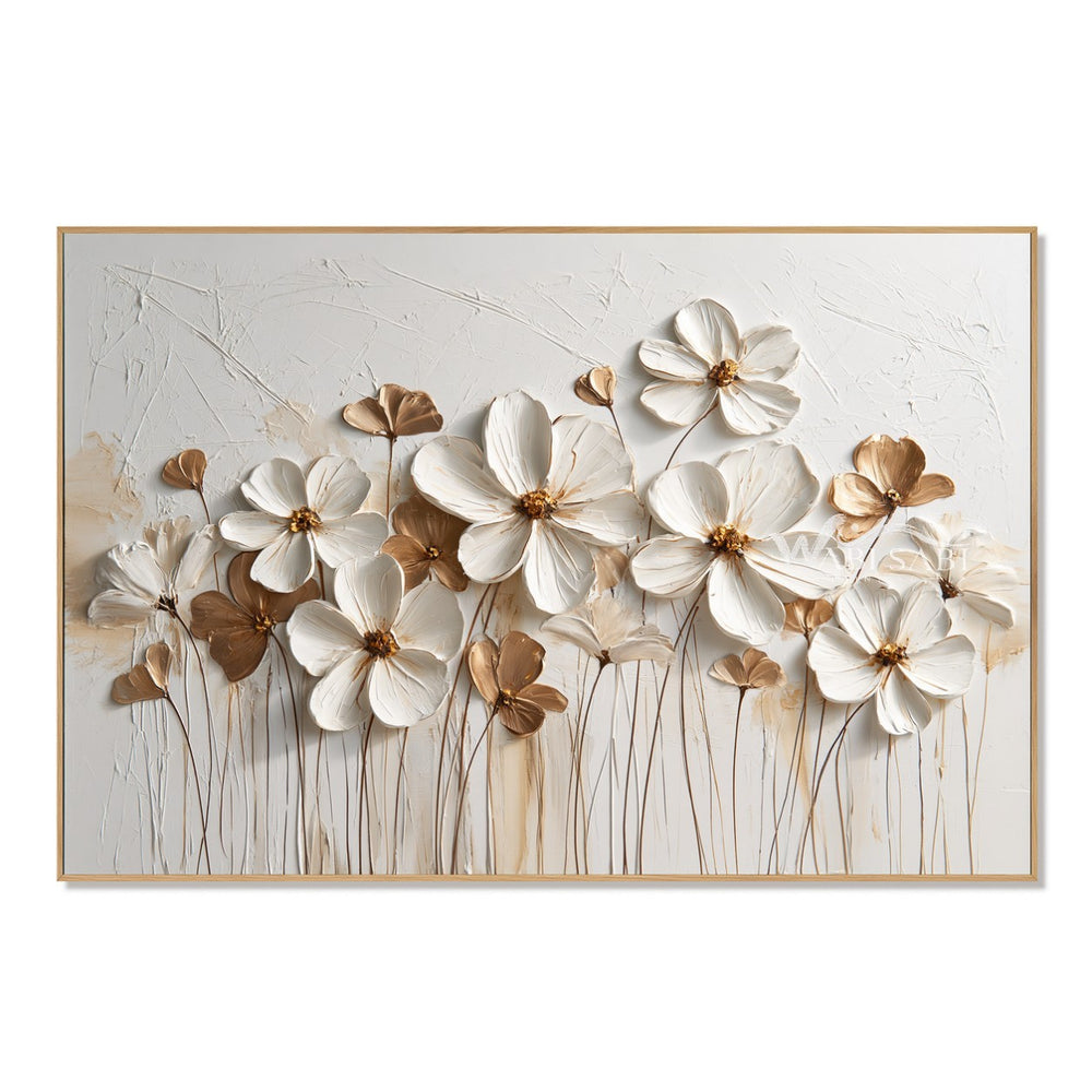 White Blossom Meadow Textured Art — WS-0267 — artwork view