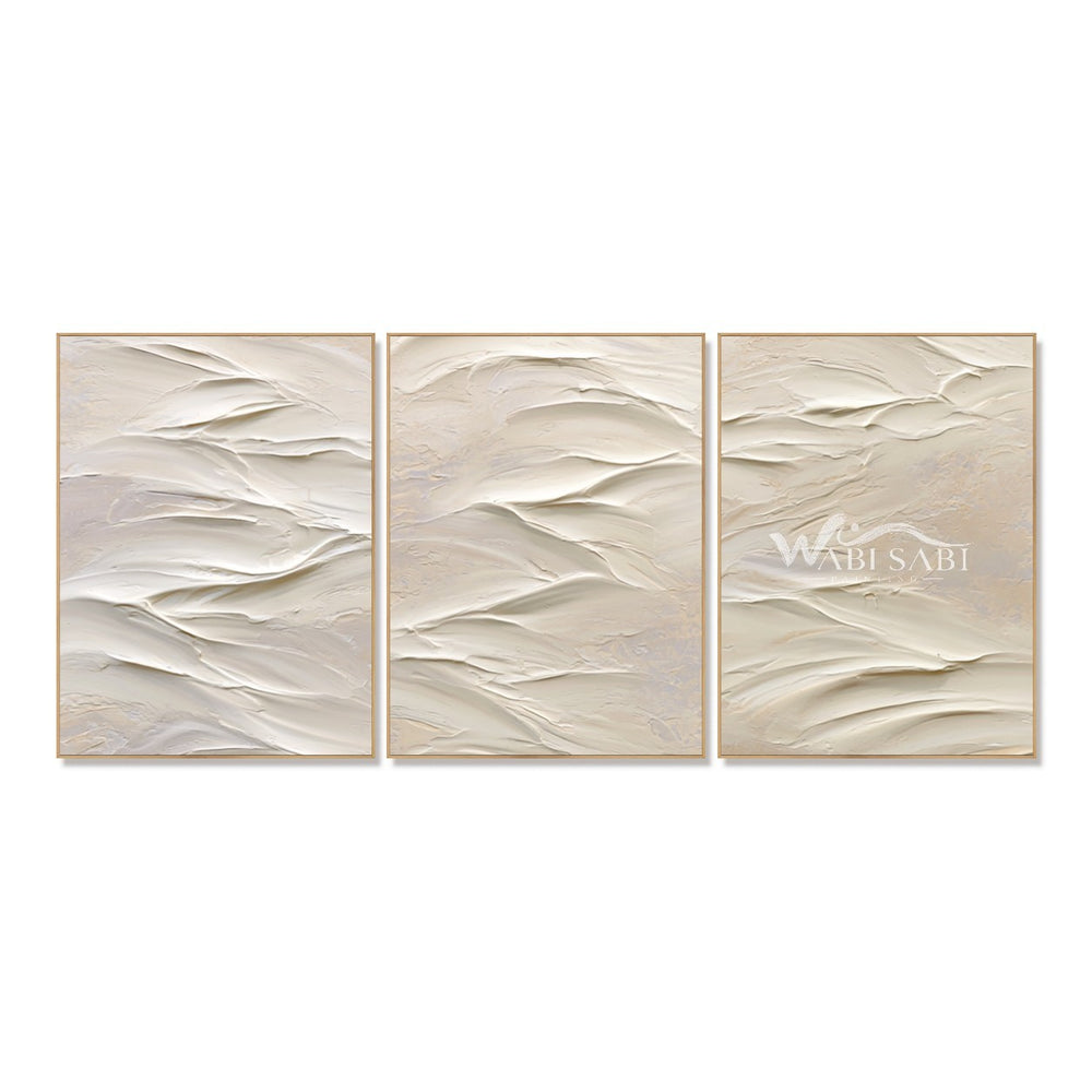 White Folded Ridges Triptych Wall Art — WS-0159 — artwork view