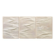 White Folded Ridges Triptych Wall Art. White folded ridges with fine surface lines.