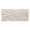 White Folded Ridges Triptych Wall Art. White folded ridges with fine surface lines.