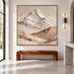 White Mountain Peak and Tan Foothills Wall Art shown above an orange bench.