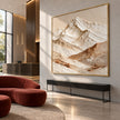 White Mountain Peak and Tan Foothills Wall Art shown above a long black console.