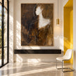 White Profile and Shoulder Abstract Painting shown above a console.
