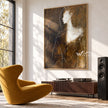 White Profile and Shoulder Abstract Painting shown in a room with a piano.