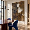 White Profile and Shoulder Abstract Painting shown in a dining area.