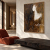 White Profile and Shoulder Abstract Painting shown in a seating area.