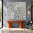 White Turning Grooves Square Wall Art shown above a console.