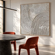 White Turning Grooves Square Wall Art shown in a dining area.