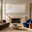Wide White Texture Panel with Dotted Insets shown above a fireplace.